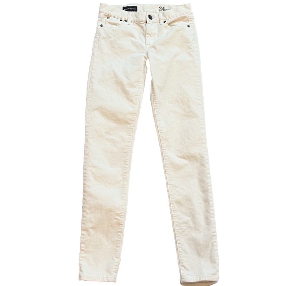 J. Crew Toothpick Mid Rise Corduroy Pants Solid Off White Skinny Size 24 Pockets